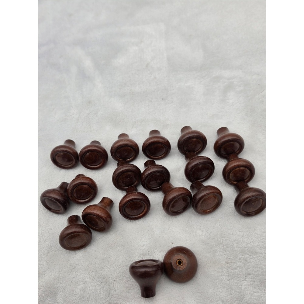 20 Cabinet Drawer Single Hole Wooden Pull Knobs Cherry